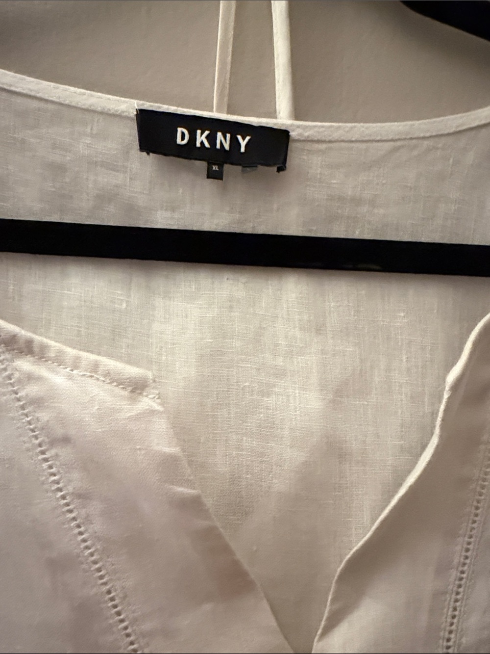 DKNY White Linen Casual Button-Down Dress with slip. - Picture 2 of 4